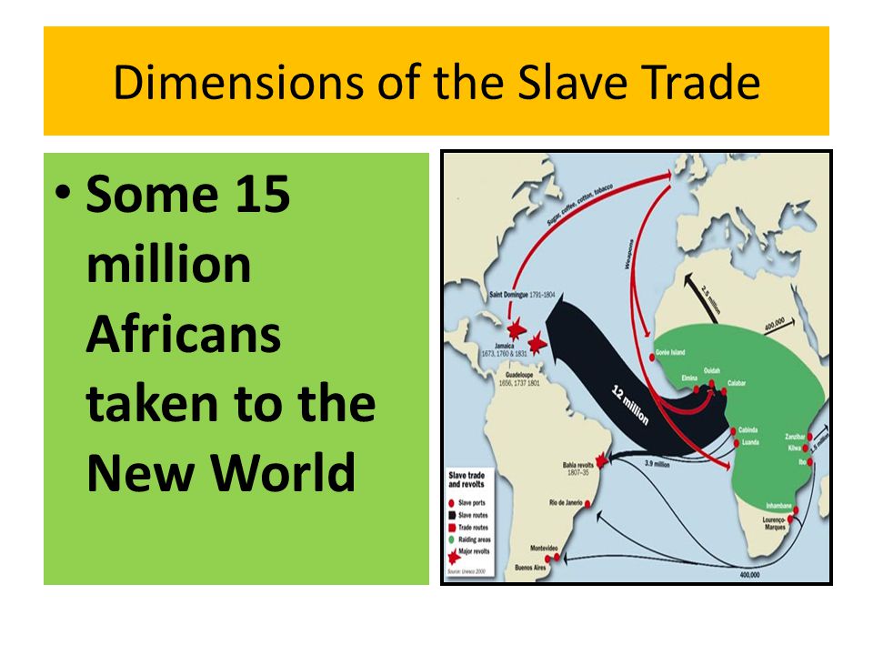 Some 15 million Africans taken to the New World