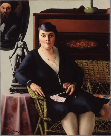Portrait of a Woman on a Wicker Settee