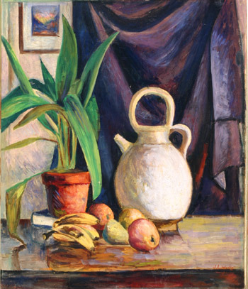 Still Life of Fruit and a Ceramic Kettle